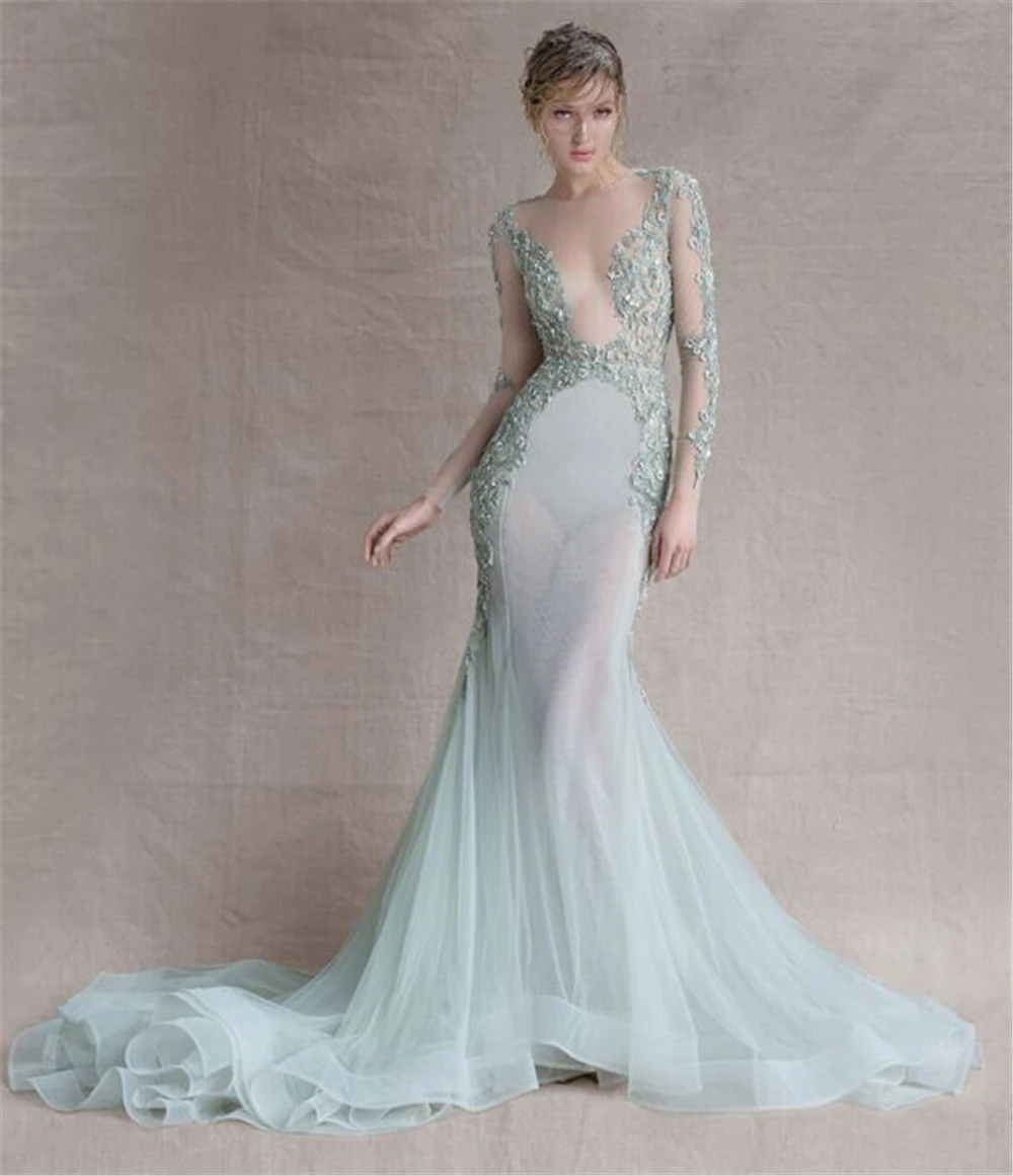 blue tinted wedding dress