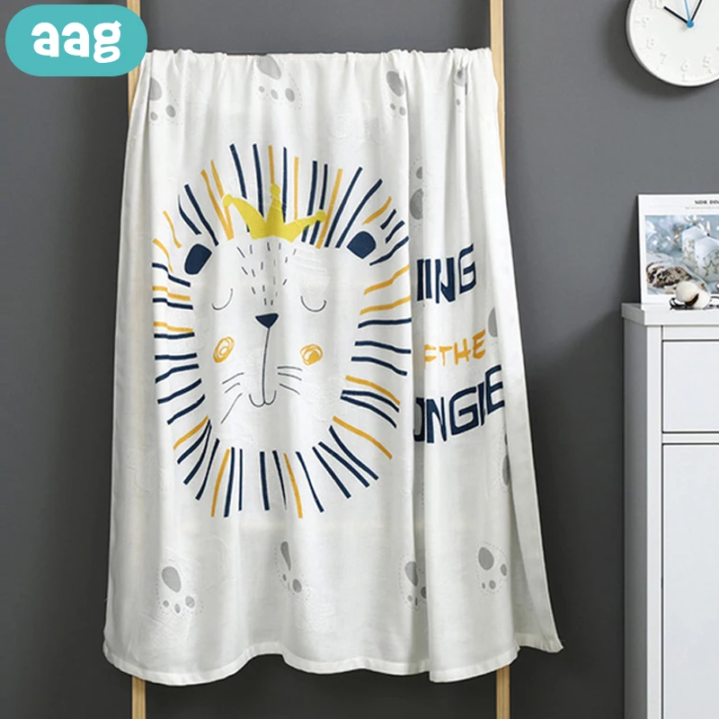 

AAG Double-layer Baby Newborn Bath Towel Bamboo Fiber Cotton Hug Blanket Infant Wrap Swaddle Towels Printing Stroller Cover