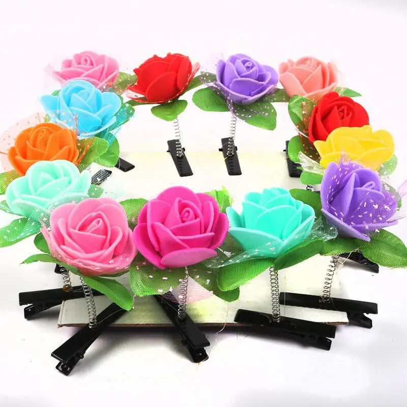 Cute Fashion hair accessories hairpin Toy Flowers Chicks Heart  Butterfly shape elastic hairpin to Princess Baby girl birthday, children's day love gift (4)