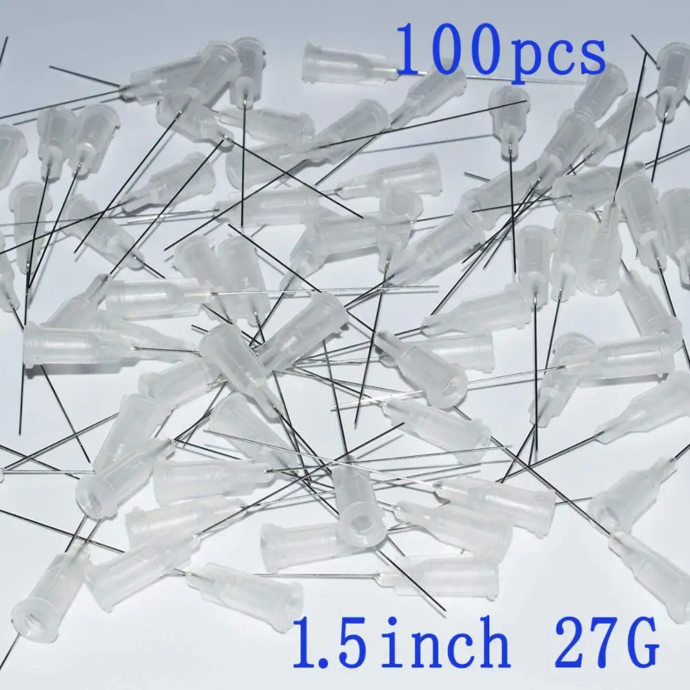 

100pcs,Dispensing Needle with Luer Lock 27Gauge x 1.5Inch Length Blunt Tip Syringe Needle 27Ga For Industrial Mixing Many Liquid