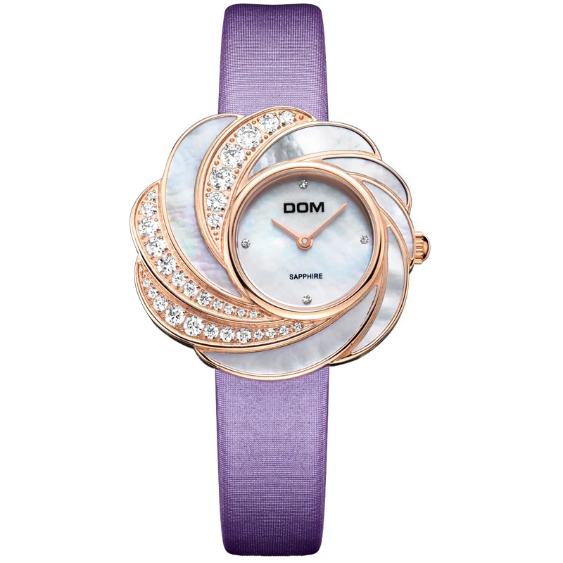 DOM2016 Luxury Women Quartz Waterproof Watch Montre Femme De Marque Fashion Casual Elojes Luxury Leather Rose