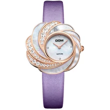 DOM2016 Luxury Women Quartz Waterproof Watch Montre Femme De Marque Fashion Casual Elojes Luxury Leather Rose
