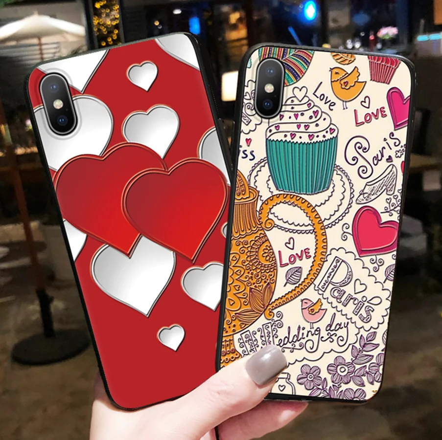 

3D Emboss Floral Phone Case For iPhone Xs Max 7 8 6 6S Plus Soft Cartoon Silicone Cover For iPhone X XR 5 5S SE Relief Coque