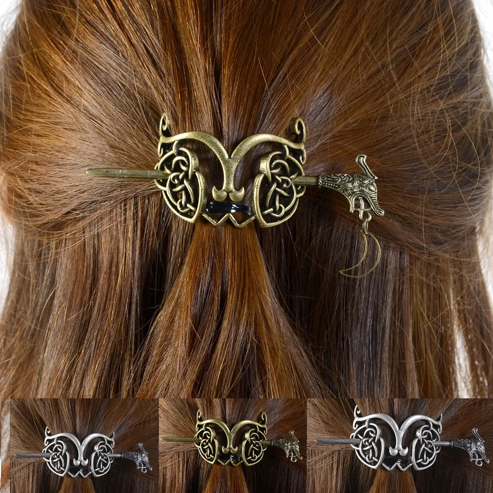 Vintage Norse Celtics Women Knots Stick Slide Viking Hairpins Hair Clips Access 