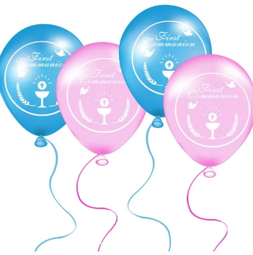 Pink First Holy Communion Assorted Latex Balloons Party Decoration