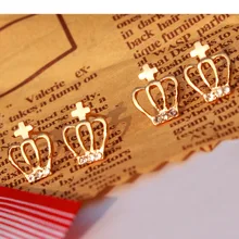 e024 2016 Fashion Cute Created CZ Diamond Gold plated Crown Stud font b Earrings b font
