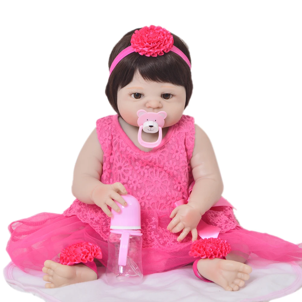 

Newborn Doll 23'' Lifelike Boneca Baby Reborn Full Body Silicone Lovely Princess Girl Simulation Doll Toys For Kids Holiday Gift