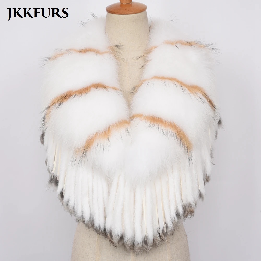 

Women's Luxurious Real Fox Fur Boleros Bridal Fur Scarves Fashion Shawl Marriage Poncho Coat Bride Winter Wedding Party S7454