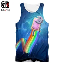 OGKB безрукавки для женщин для мужчин Горячие тренажерные залы животных 3D жилет с принтом небо Радуга Кошка уличная одежда большого размера наряд унисекс