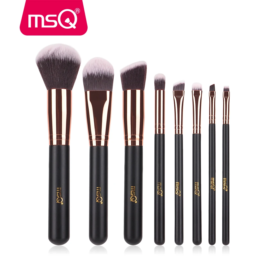 

MSQ Rose Gold 8pcs Makeup Brushes Set Foundation Eye Blusher Make Up Brushes Kit High Quality Synthetic Hair