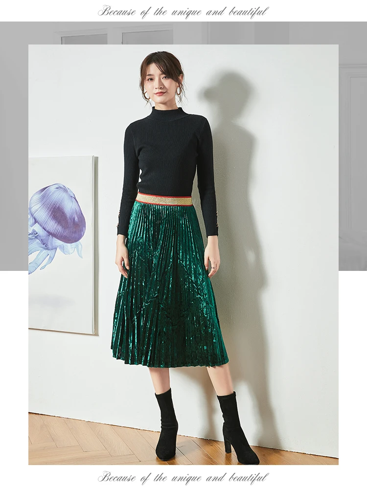 Горячая Miyake Модная уникальная плиссированная бархатная плиссированная юбка с эластичной талией