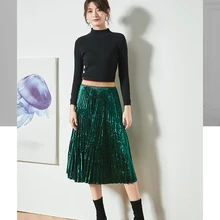 Горячая Miyake Модная уникальная плиссированная бархатная плиссированная юбка с эластичной талией