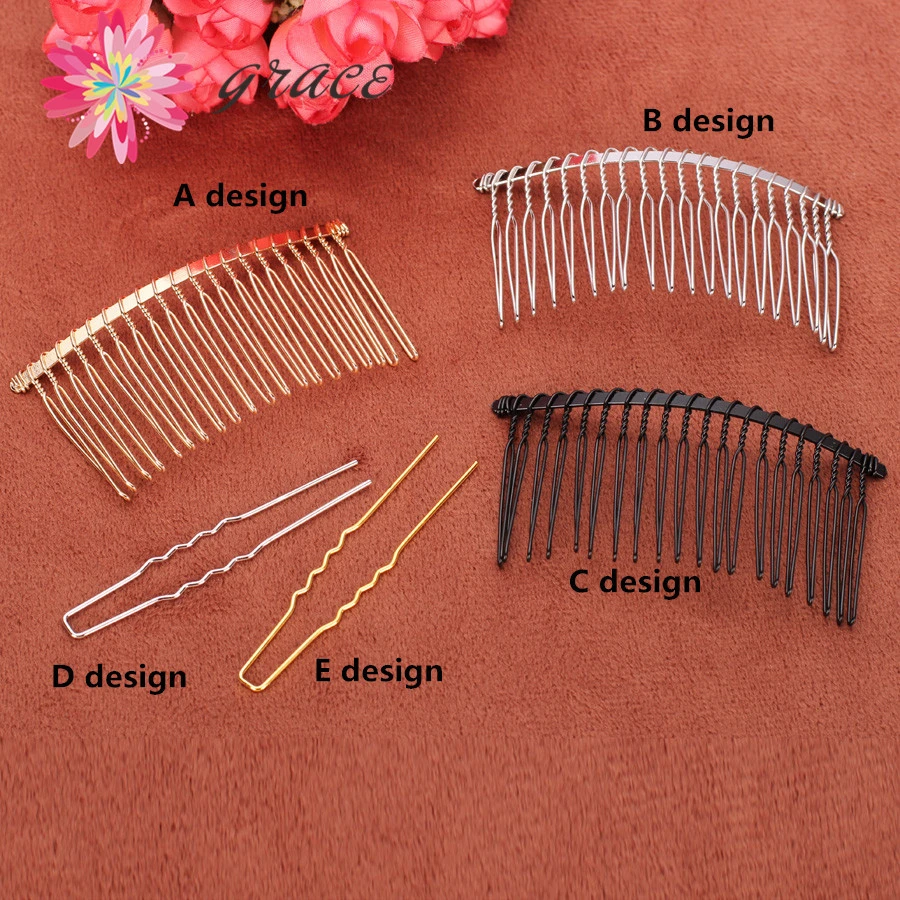 10pc/lots Black Metal Wire Teeth Hair Comb U Shape Bobby Pins Gold Plated  For Diy Wedding Birdal Hair jewelry Accessory Findings|metal wire|pin  goldbobby pins gold - AliExpress