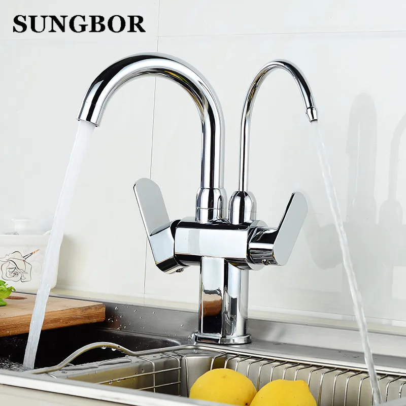 

Copper Chrome Brushed Swivel Drinking Water Faucet 3 Way Water Filter Purifier Kitchen Faucets For Sinks Taps CF-9128L