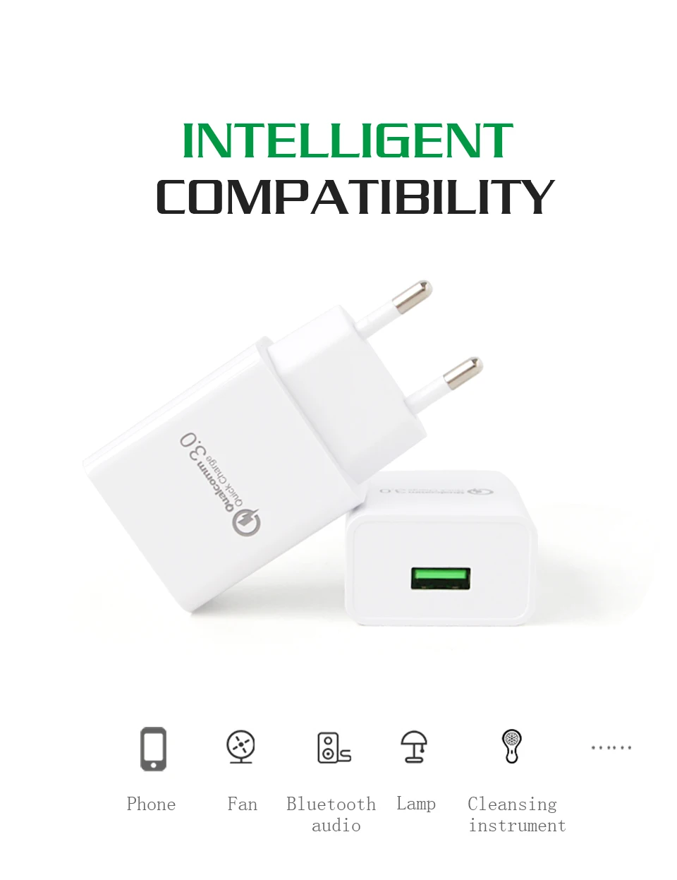 Quick Charge QC 3.0 USB Mobile Phone Chargers EU Conversion Plug Adapter Travel Wall For Universal Mobile Phone Fast Charging (8)