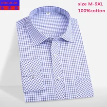Новое поступление, модная Клетчатая Мужская осенняя одежда с длинными рукавами, очень большая, хлопок, принтованная повседневная одежда, рубашки, большие размеры, MLXL2XL-7XL8XL, 9XL