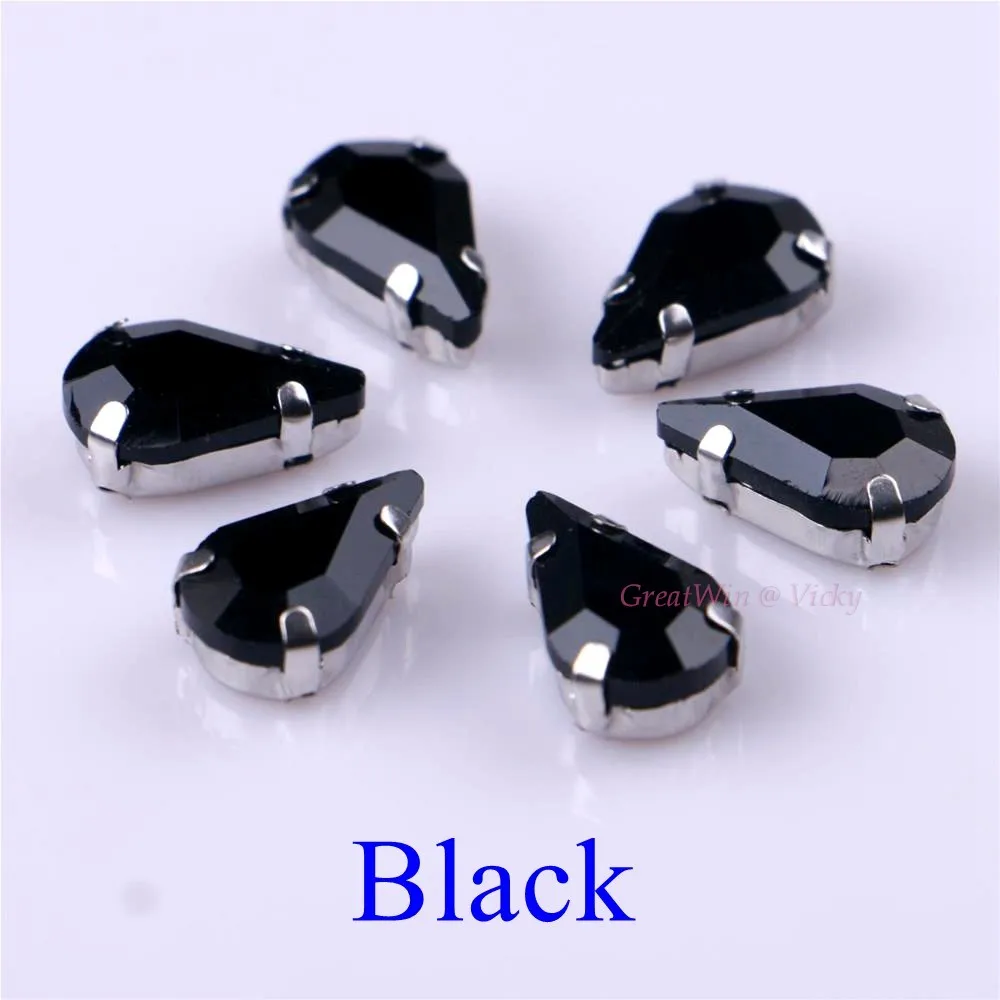 Elegant Teardrop Crystal Rhinestones with Claw Metal Base - 20 Piece Set