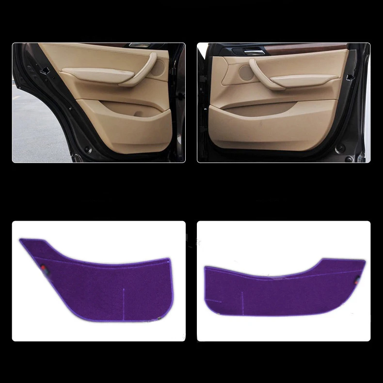 

4pcs Fabric Door Protection Mats Anti-kick Decorative Pads For BMW X3/X4 2011-2015