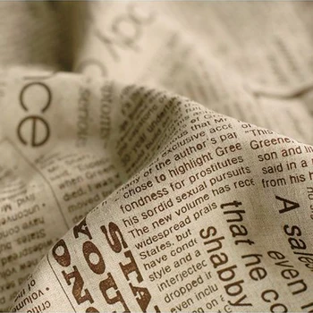 

RUBIHOME (100x150cm)Printed English Letter Paper Design Cotton Linen Fabric for DIY Sewing Sofa Covers Home Decoration Materail