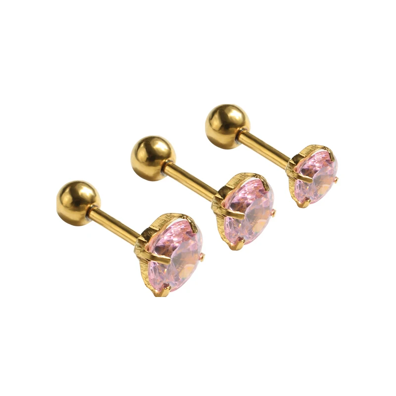 

Gold Color Stylish Crystal Stud Earrings for Women Stainless Steel Earrings Fashion Jewelry Princess-cut Birthstone Earrings