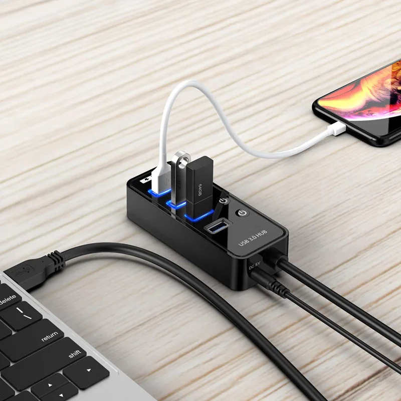 Usb-хаб 3,0 Супер скорость 5 Гбит/с 4 7 портов+ 1 зарядка портативный USB 3,0 концентратор разветвитель со Светодиодный индикатор для ПК Аксессуары для ноутбуков