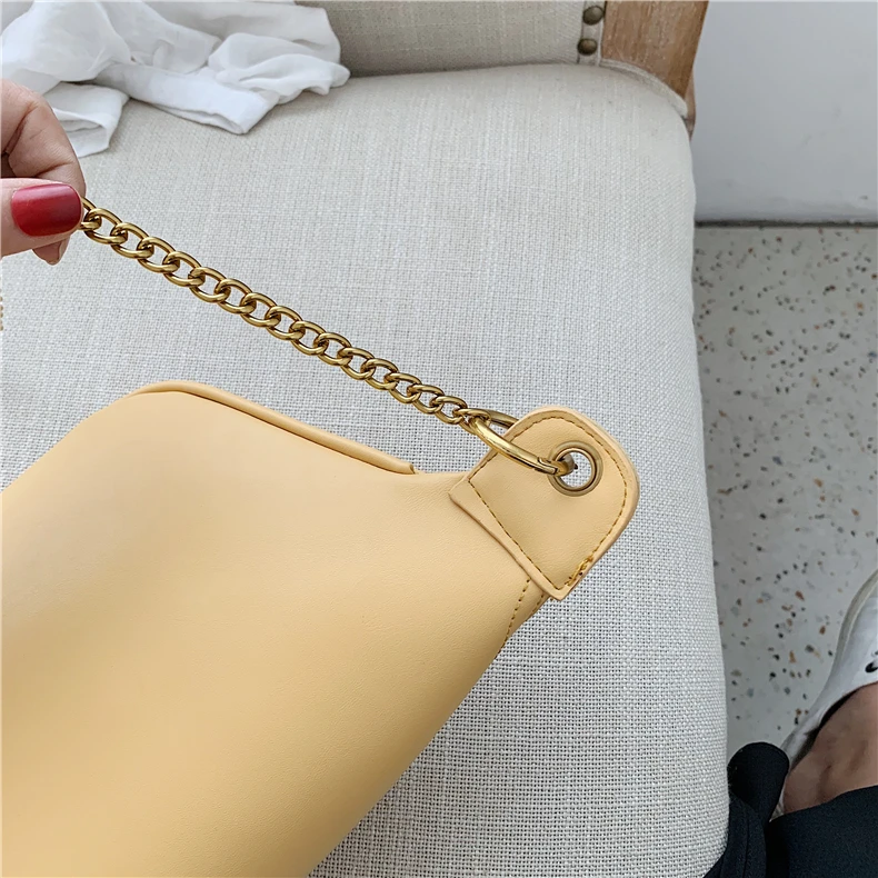 Burminsa Summer Chain Soft Chest Bags For Girls Candy Color Women Sling Waist Pack Phone Crossbody Bags Yellow White Green