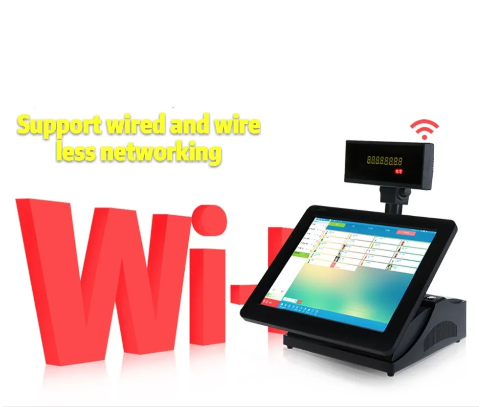 

15 inch 2 touch screen restaurant ordering system pos system all in one