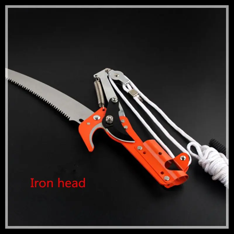 

High branch shears telescopic rods pruning scissors garden tools (iron head + saw + rope no rod)