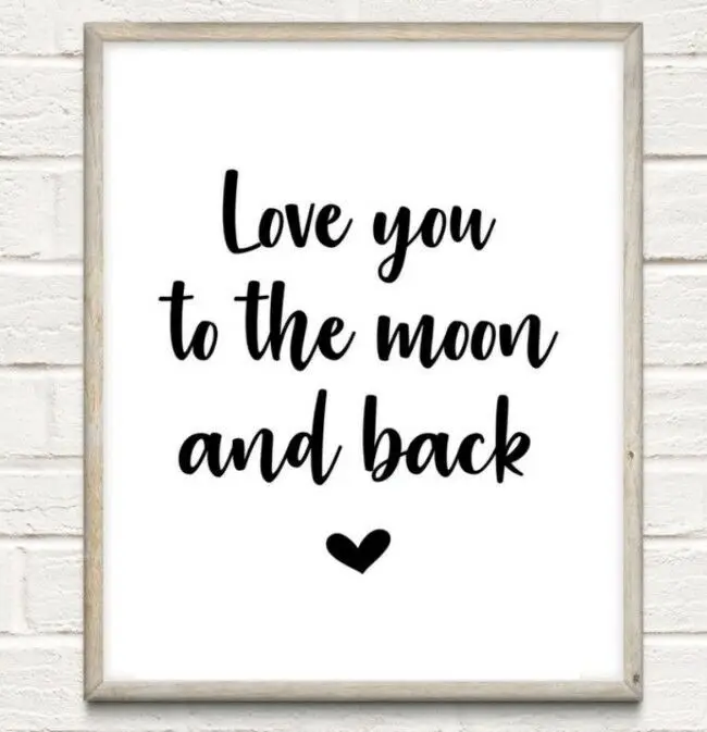 

N2287 Love You Moon And Back Typography Family Love Un Home Quote Wall Sticker Silk Fabric Poster Art Indoor Decor Bright