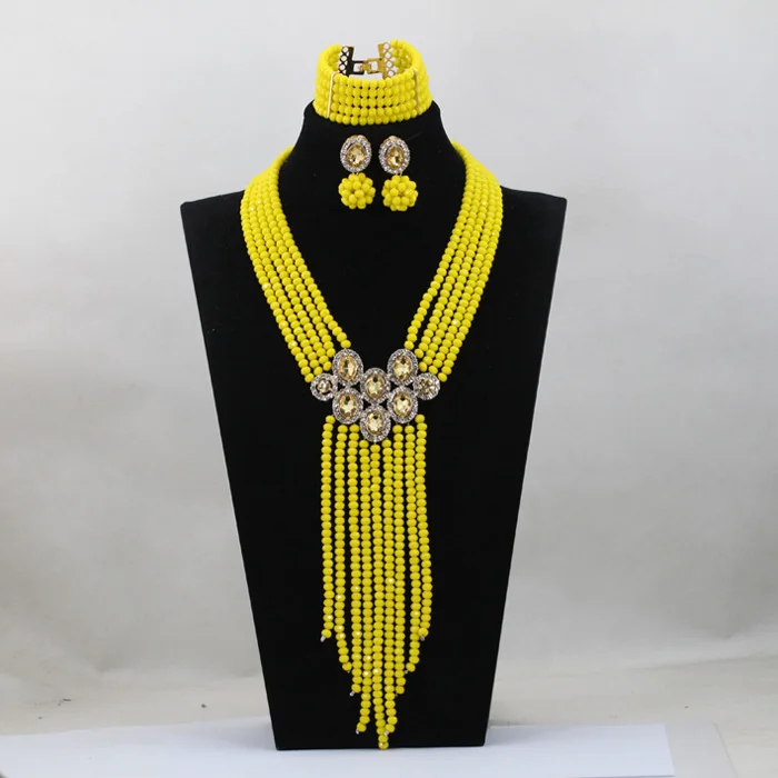 Модный комплект ювелирных изделий из синих кристаллов, длинное дизайнерское женское ожерелье с бусинами, африканские Свадебные Ювелирные наборы, ABH163