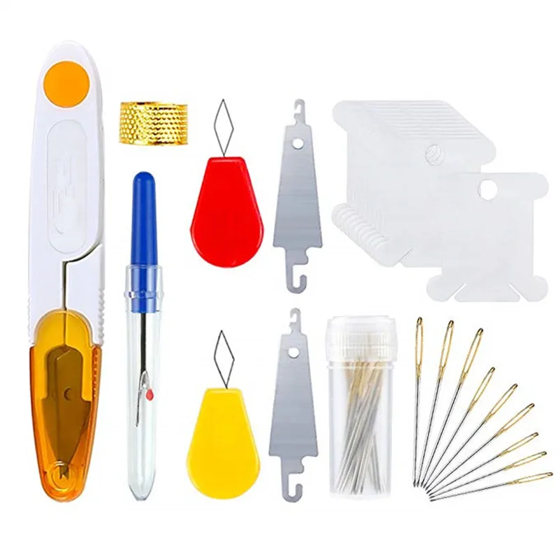 Cross Stitch Floss Kit Embroidery Starter Kit with 5pcs Bamboo Hoops 50pcs Color Skeins Threads 11CT Aida Cloth Sewing Tools