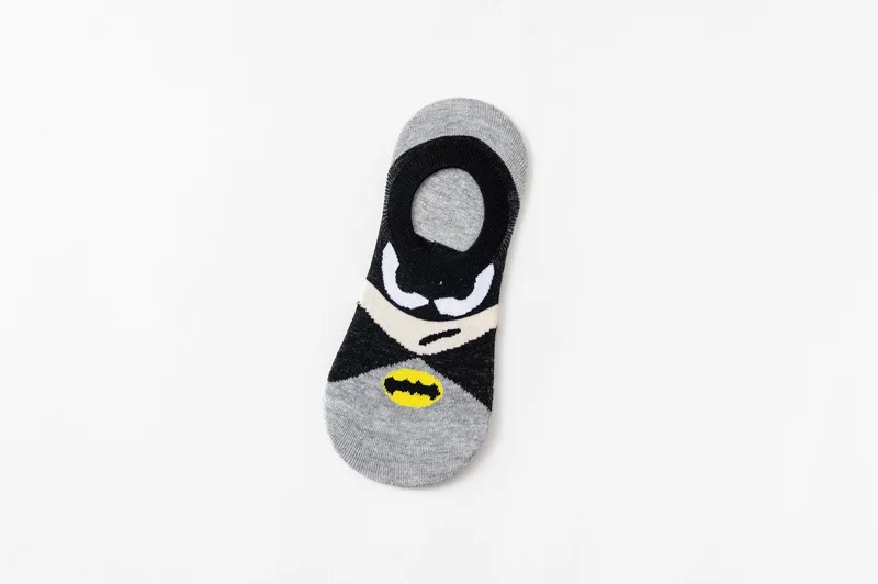 5 пара/лот мужские безбортные носки невидимые низкие Нескользящие силиконовые носки-лодочки летние короткие носки с героями мультфильмов Бэтмен Супермен Спайдермен
