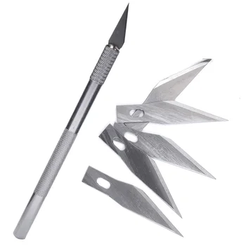 

6Pcs Blades Non-Slip Metal Scalpel Cake Fruit Engraving Craft Knives Cutter Detachable Blade Carving Cake Decorating Tools Kit