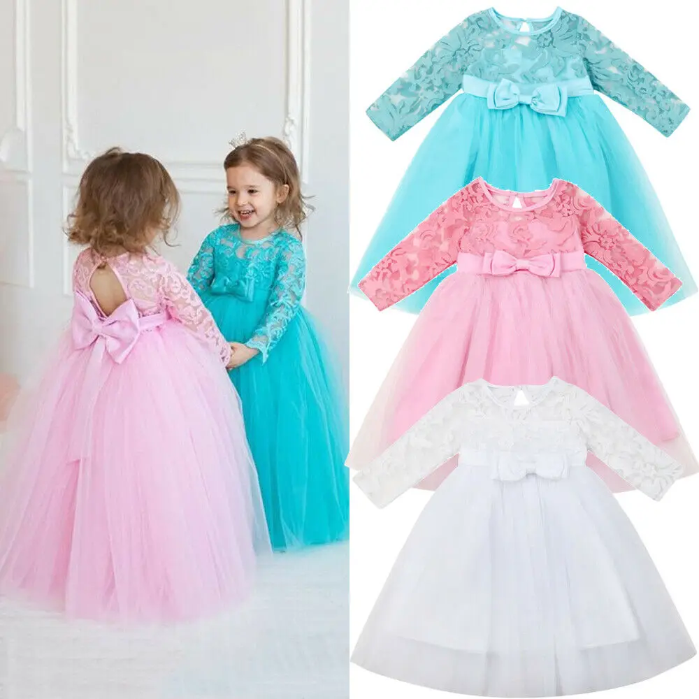 

Princess Kid Baby Flower Girl 1-6Y Dress Lace Tulle Party Pageant Formal Dresses