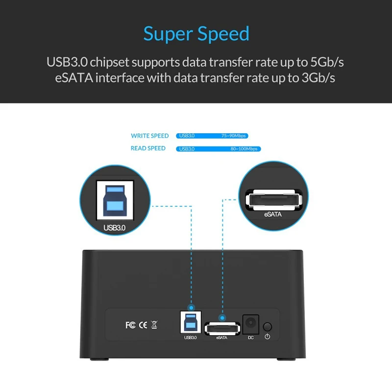 ORICO HDD чехол eSATA HDD корпус 5 Гбит/с супер скорость USB 3,0 SATA& eSATA жесткий диск Док-станция для 2,5 ''/3,5" жесткий диск