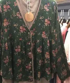 Japan Mori Girl Spring Summer Cotton Linen Floral Loose Shirt Female Doll Shirt Retro Women Chemise Femme Tunic Top Blouse Coat