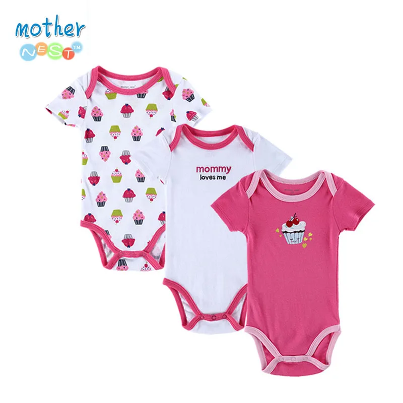 3pcs/lot Baby Rompers Новорожденные Rompers с коротким рукавом Хлопок Baby Boy Девушка Rompers Одежда для новорожденных