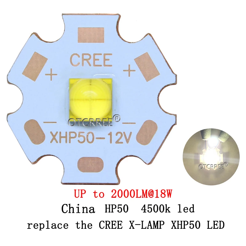 Китай XHP50 заменить CREE XHP50 светодиодный холодный белый 6500k нейтральный белый 4500K светодиодный излучатель 6 в 12 В на 16 мм 20 мм медной печатной плате