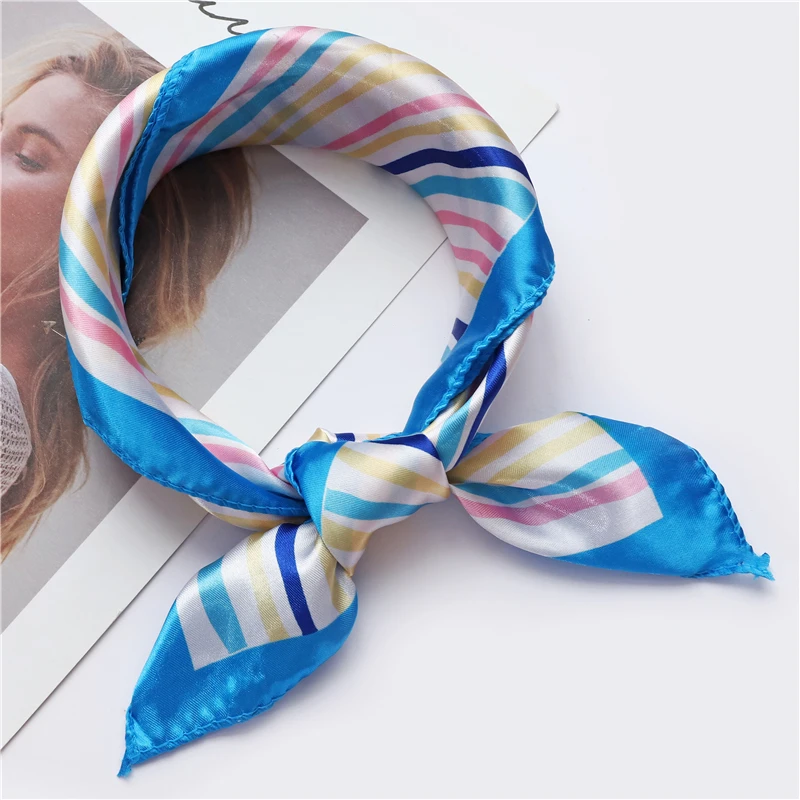 Платок для волос Хит, роскошный женский квадратный шелковый шарф, женская накидка, маленький офисный шейный платок, шарф для волос, 50*50 см, узкие шарфы - Цвет: FD.15