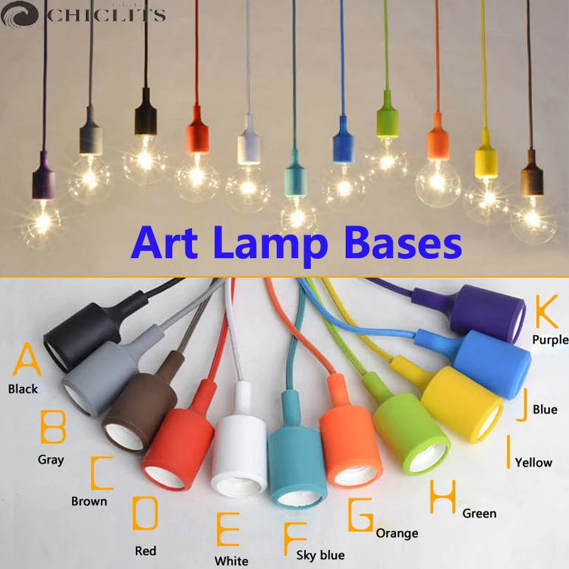

Colorful E27 LED Bulb DIY Lamp Base Silicone Pendant Light Holder with 100cm Cord Ceiling Base Led Light Accessories for Home