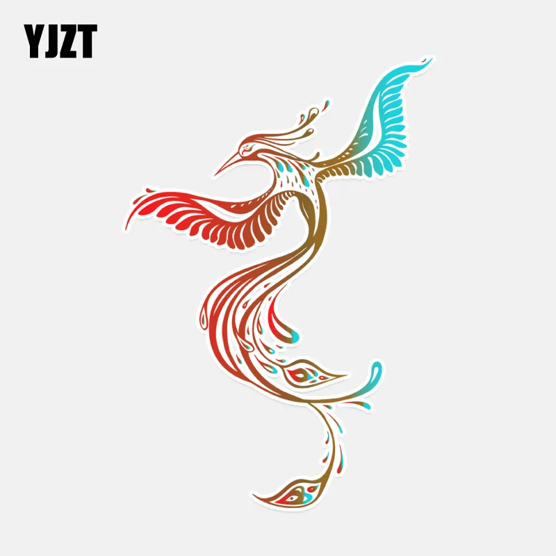 

YJZT 9.5*13.9CM Unique Flame Phoenix Burning Flying Wings Decor Car Sticker PVC Colored Personalized 11A0088