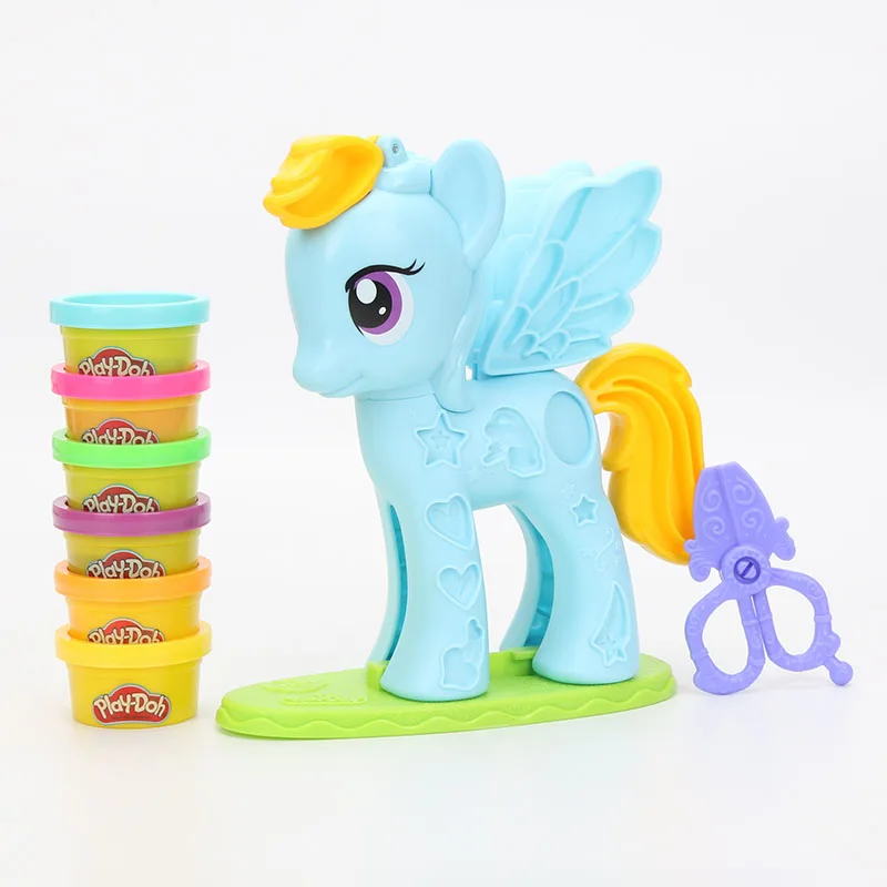 Играть Doh My Little Pony Радуга тире стиль салон Playset красочные пони ПВХ фигурку Коллекционная модель игрушечные Пони для обувь девочек