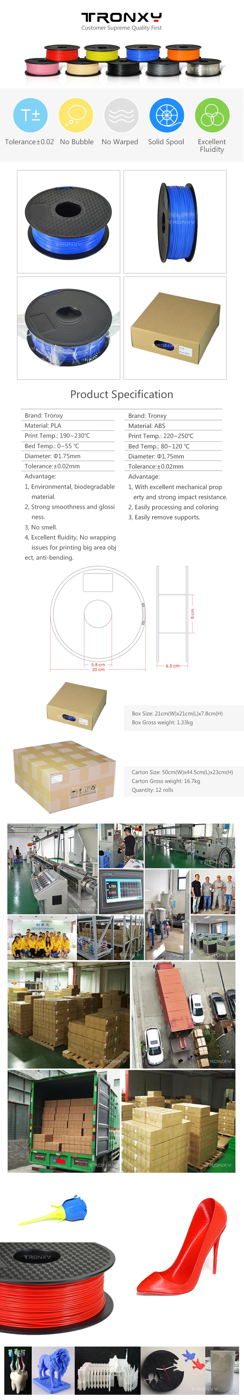 0,5 кг Tronxy 3d Принтер Нити аксессуары поставки пла/АБС 1,75 мм печатный материал Различные виды цветов на выбор