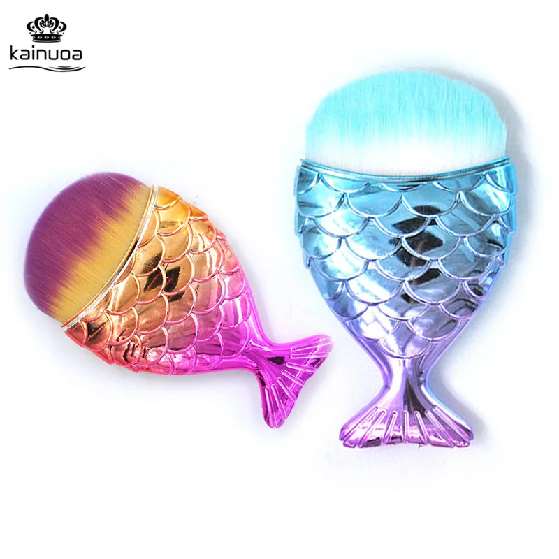 

1Pc Mermaid Makeup Brush Concealer Blush Kabuki Foundation Highlighter Mini Shell Fish Brush Makeup Tools Sereia Pincel Brochas