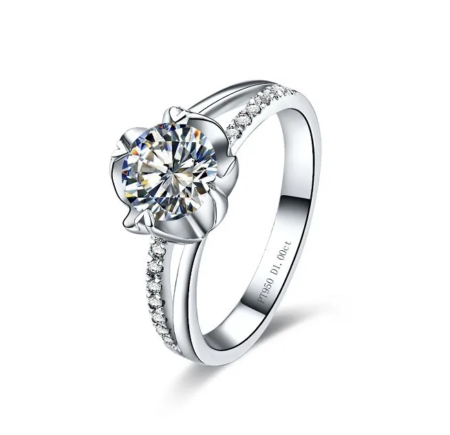 threeman antique flower shape 06 carat synthetic diamonds engagement ring pure silver white gold color ring - Cheap Vintage Wedding Rings threeman antique flower shape 06 carat synthetic diamonds engagement ring pure silver white gold color ring - Cheap Vintage Wedding Rings