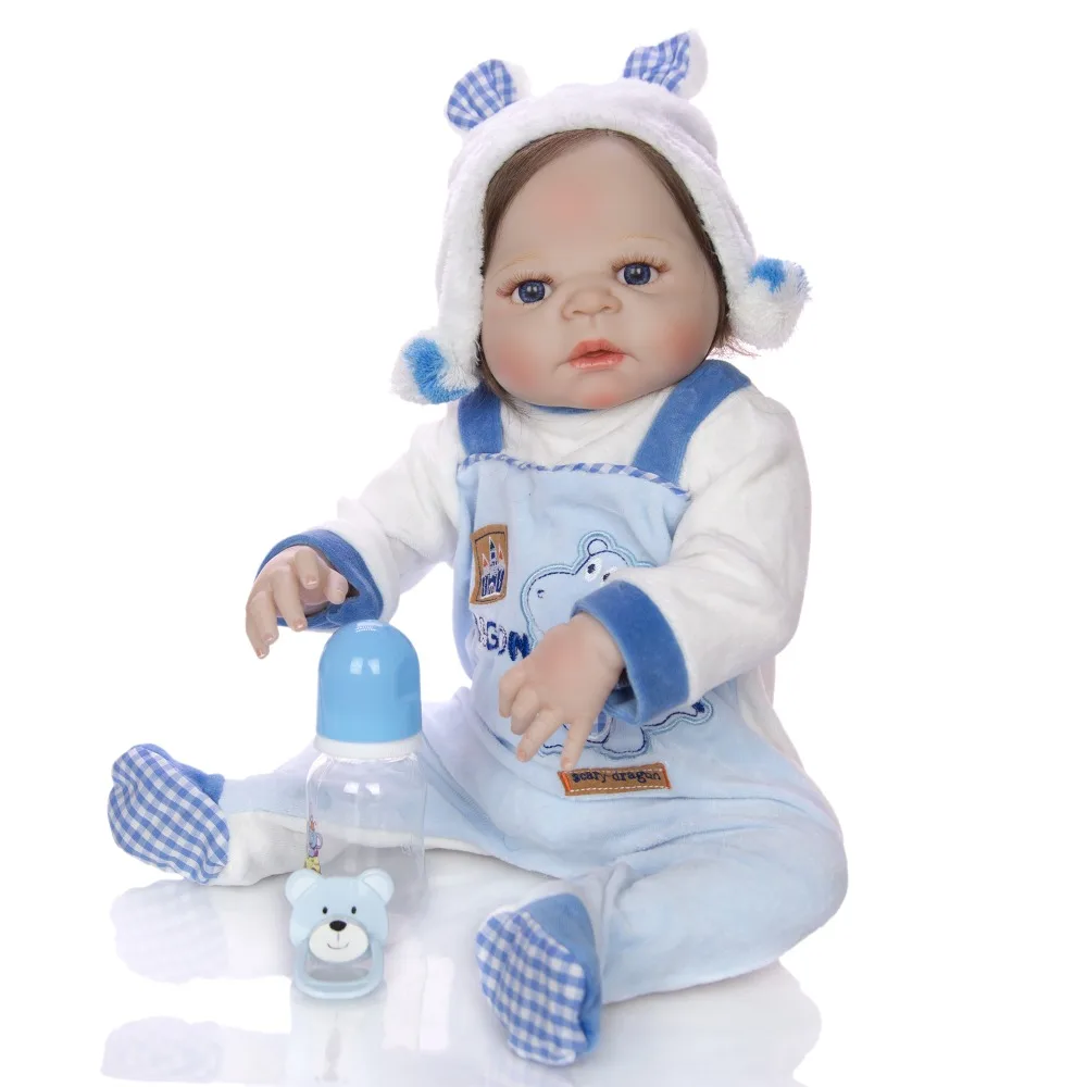 

55 CM bebe reborn toddler boy doll Silicone vinyl body Lifelike Baby Bonecas toys with soft plush baby clothes for girls gift