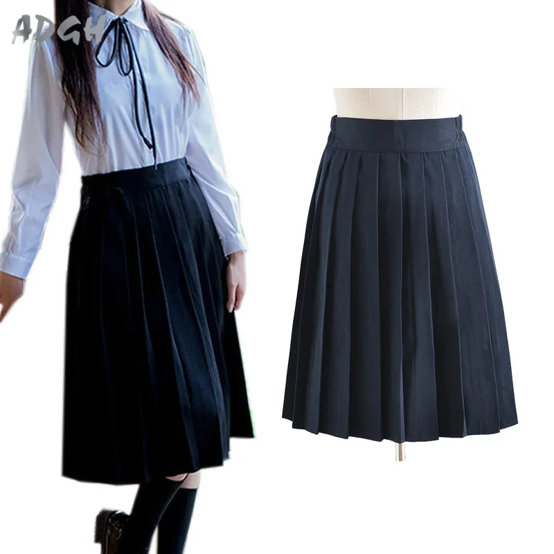 

Anime Cosplay School Uniform JK Student Girls Solid Pleated Skirt Girls Mid Calf Elastic Waist Pleated Skirts Wholesale Lot