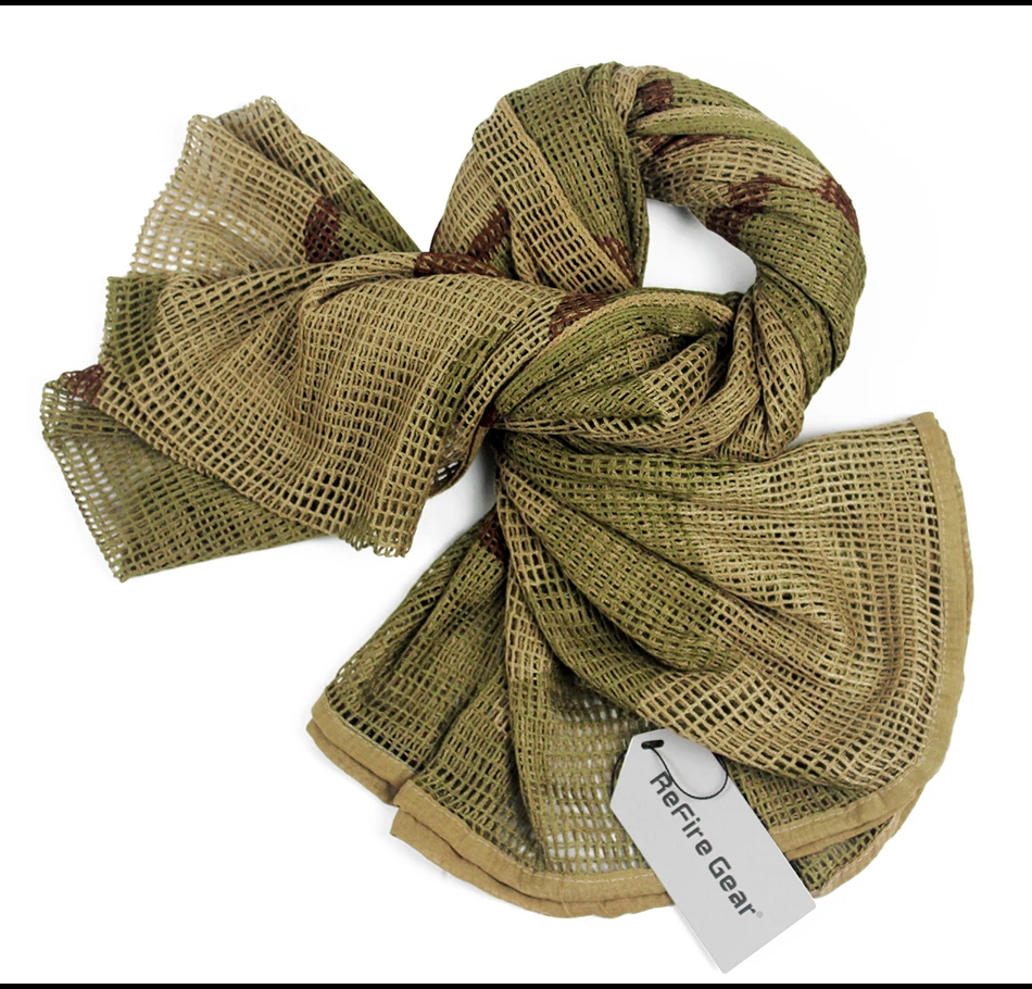 ReFire Gear Arab Military Tactical Mesh Scarf Men US Army Soldiers Combat Camouflage Scarves Conceal Camo Shawl Veil Scarf 190cm mens head wrap bandana