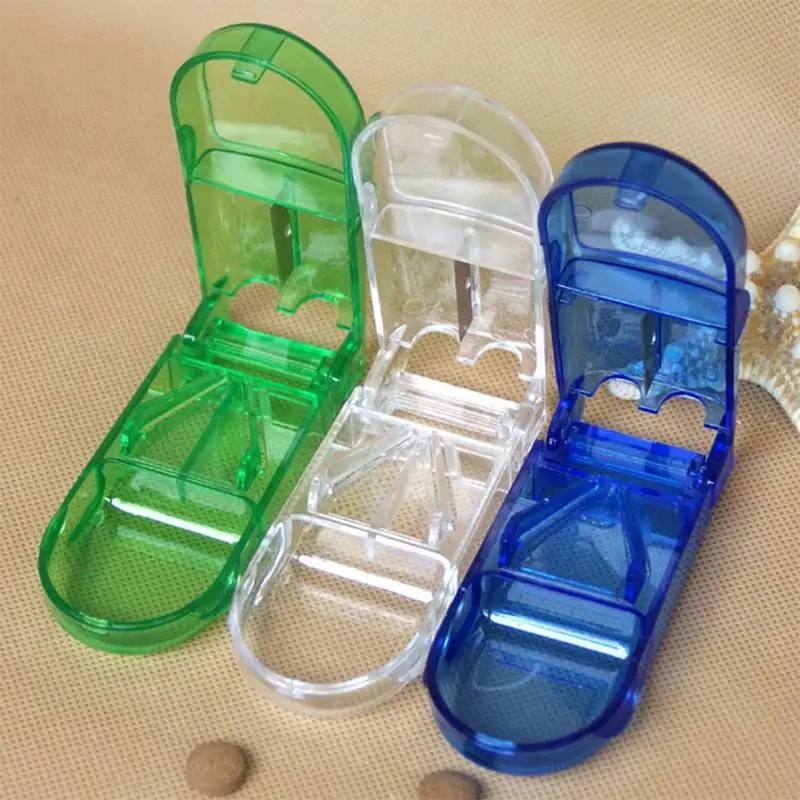 Pill Cutter Splitter Divide Medicine Storage Tablet Splitters Cut Slicer Home Portable Pill Cases Dispenser Pill Box 3 Colors