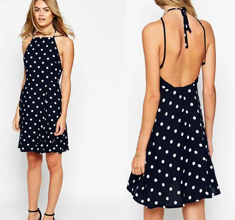 Polka Dot Halter Mini Dress